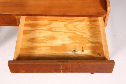 Beautiful mid-century teak wood desk, Danish design office table, 1960s style.