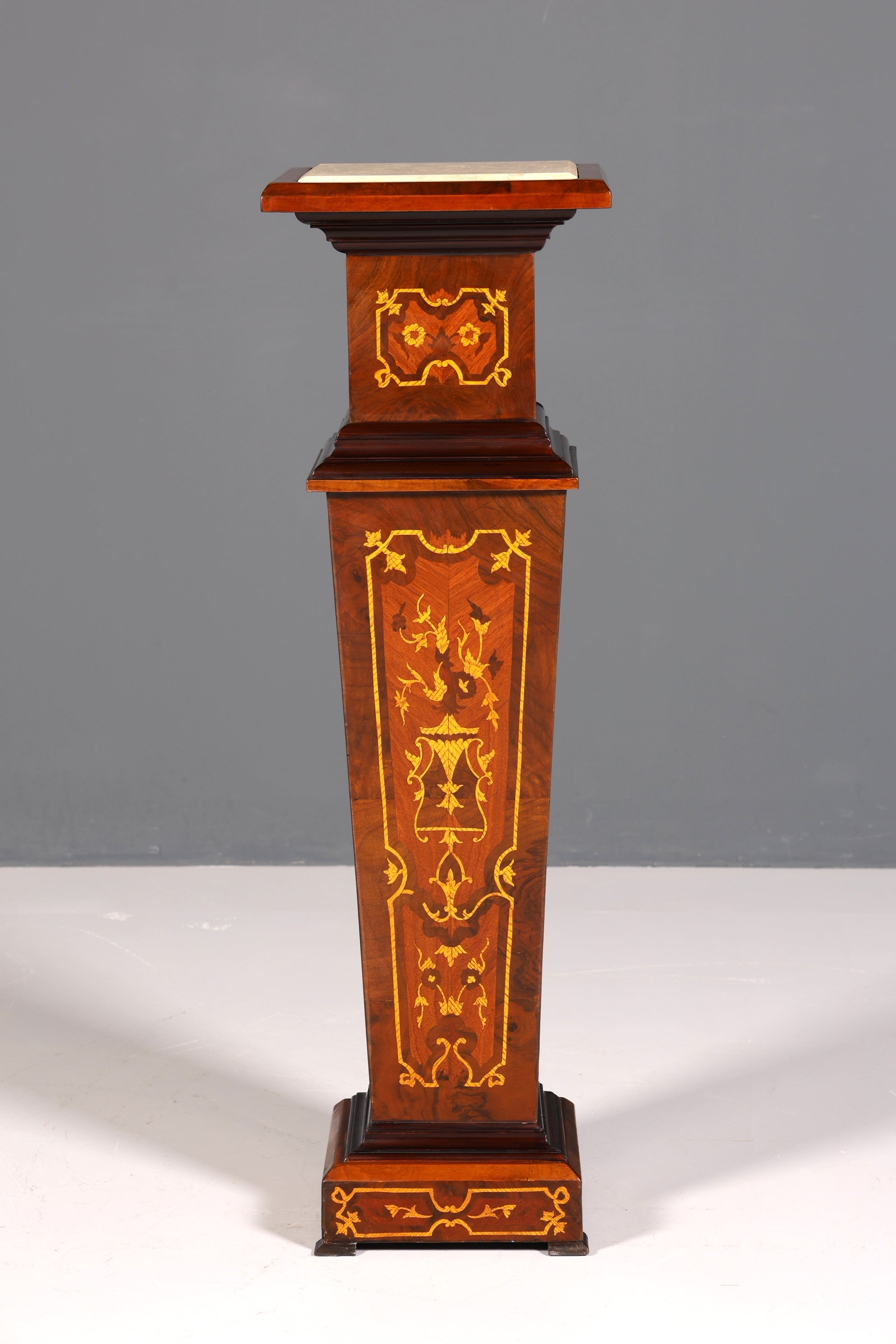 Stylish Baroque style column, Louis XV flower column, natural stone marble inlays, shelf, table