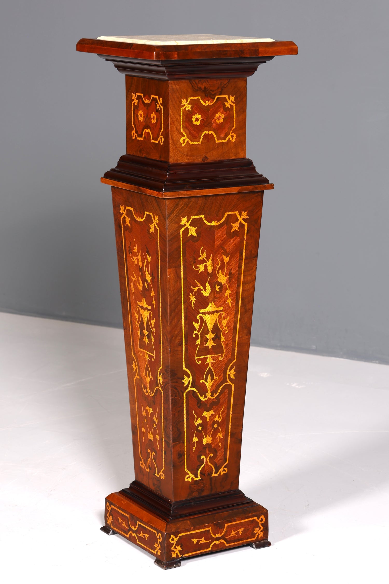 Stylish Baroque style column, Louis XV flower column, natural stone marble inlays, shelf, table