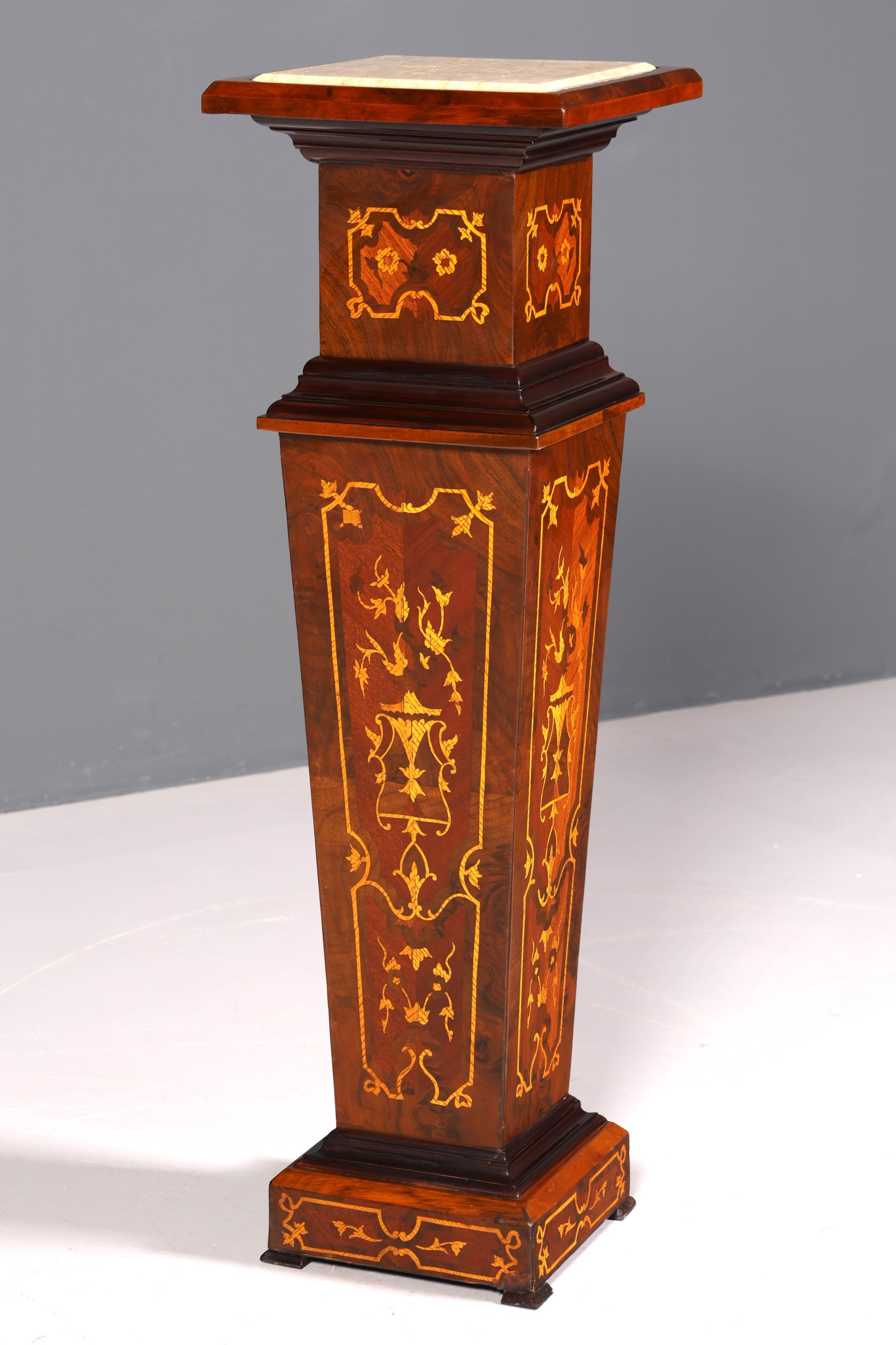 Stylish Baroque style column, Louis XV flower column, natural stone marble inlays, shelf, table