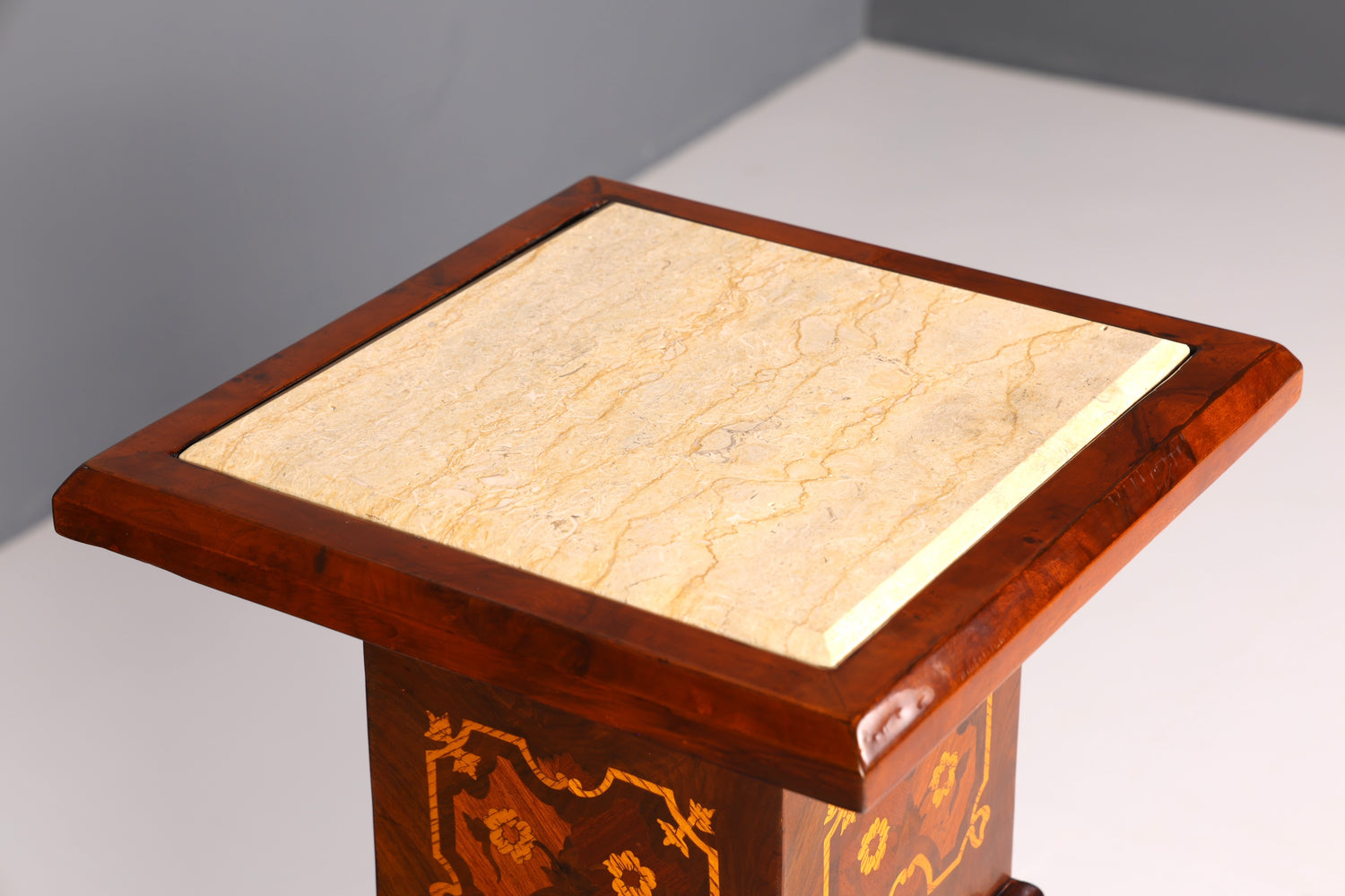 Stylish Baroque style column, Louis XV flower column, natural stone marble inlays, shelf, table