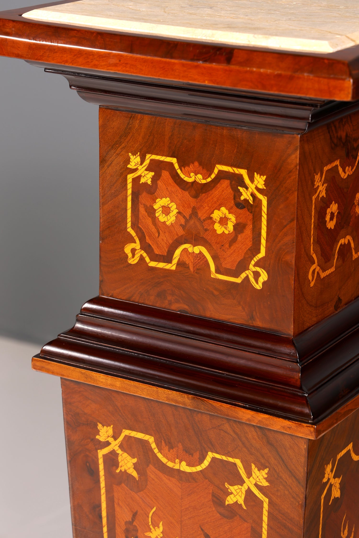 Stylish Baroque style column, Louis XV flower column, natural stone marble inlays, shelf, table