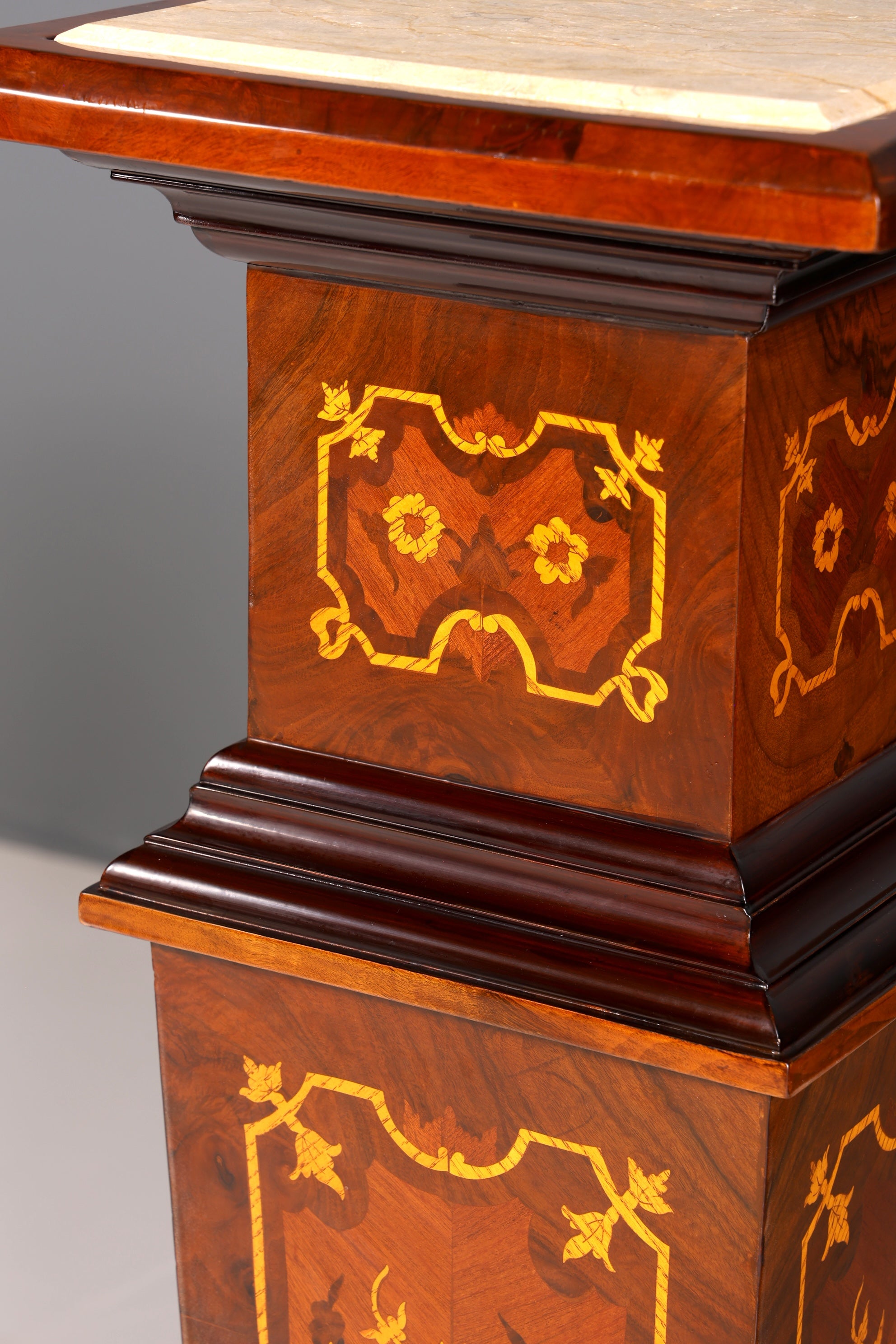 Stylish Baroque style column, Louis XV flower column, natural stone marble inlays, shelf, table