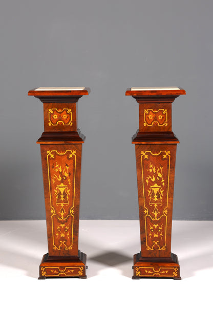 Stylish Baroque style column, Louis XV flower column, natural stone marble inlays, shelf, table