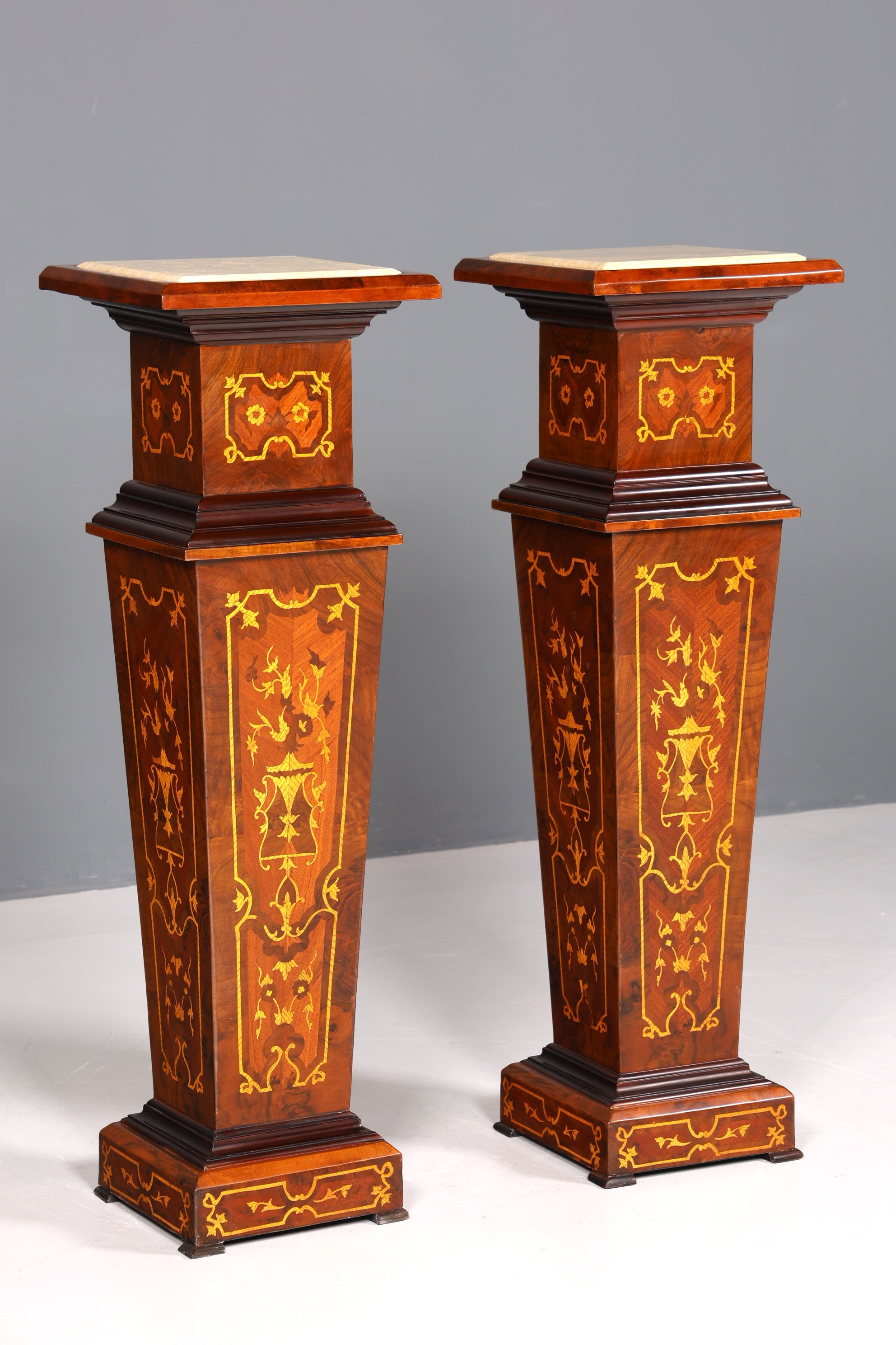 Stylish Baroque style column, Louis XV flower column, natural stone marble inlays, shelf, table