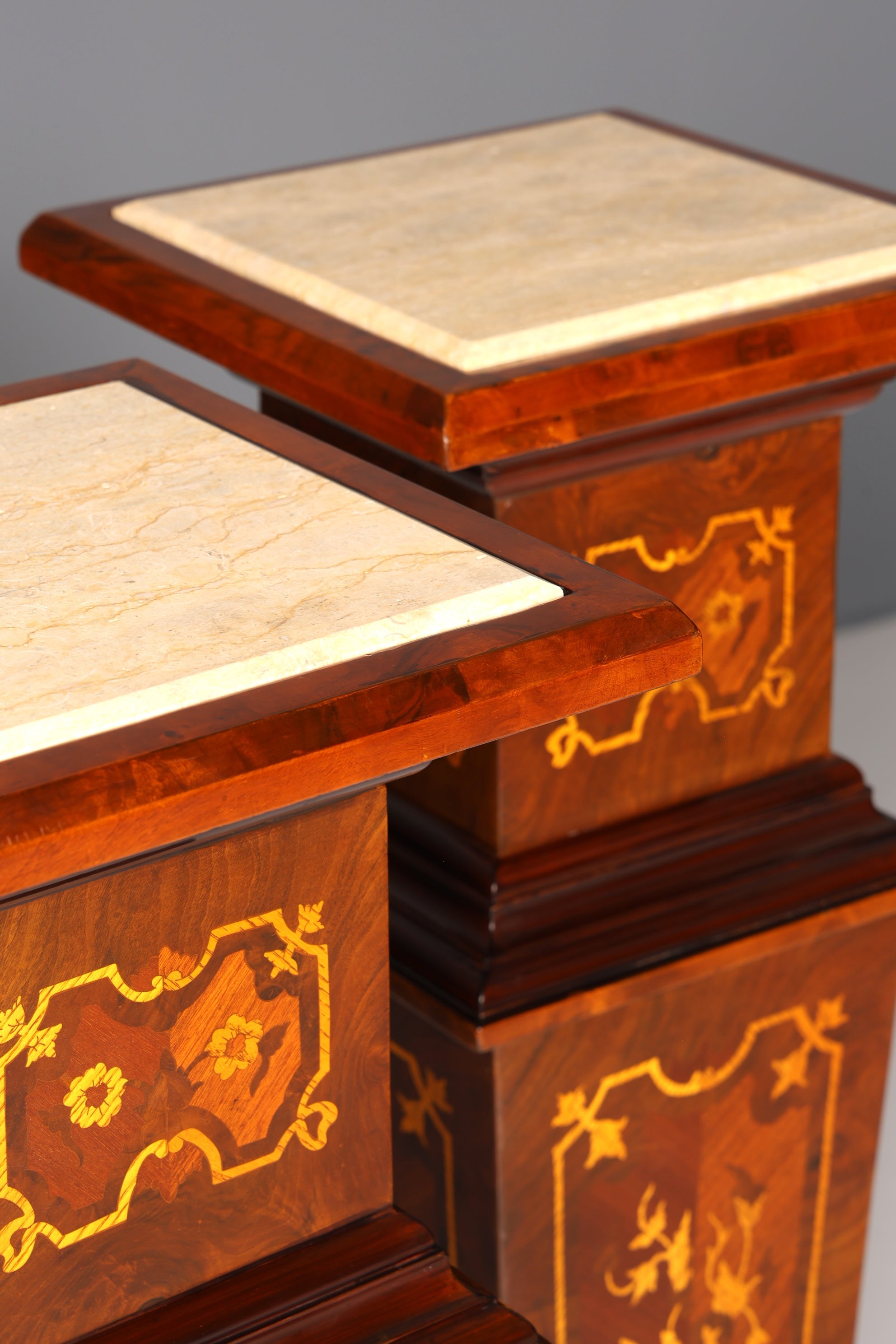 Stylish Baroque style column, Louis XV flower column, natural stone marble inlays, shelf, table