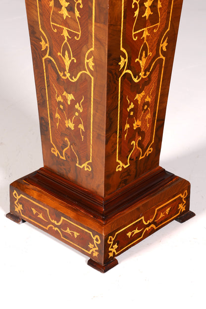 Elegant Baroque style column, Louis XV flower column, natural stone marble inlays, shelf, table