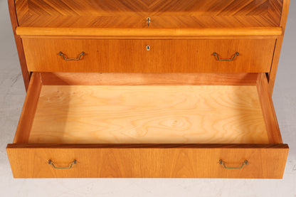 Stilvoller Mid Century Rollladen Sekretär echt Holz Büro Schrank Vintage Schreibkommode