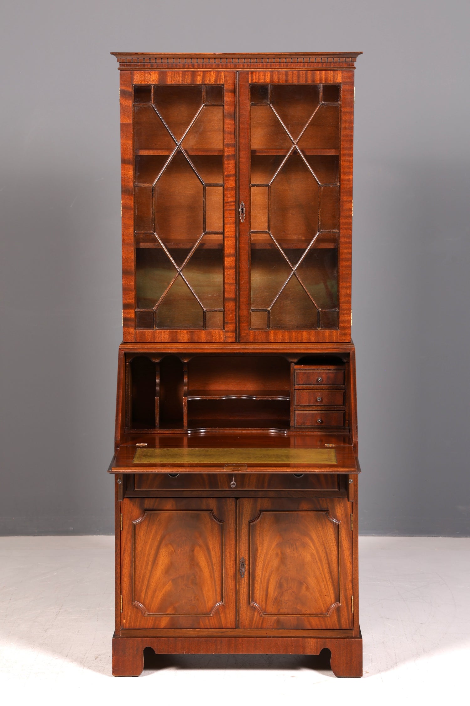 Wunderschöner Englischer Aufsatzsekretär Sekretär Vitrine Schrank Antik Büro UK 60er