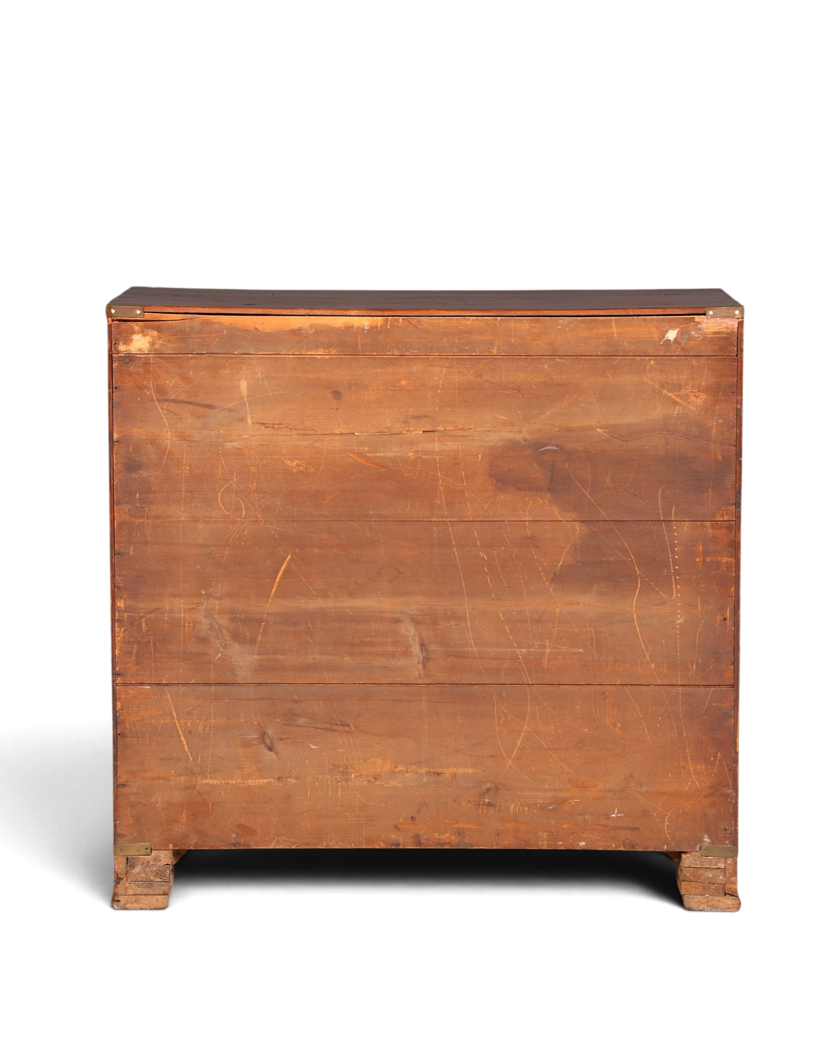 Hauptstadt Möblerei antike Military Chest Kommode aus massivem Holz im englischen Kolonialstil, Rückansicht