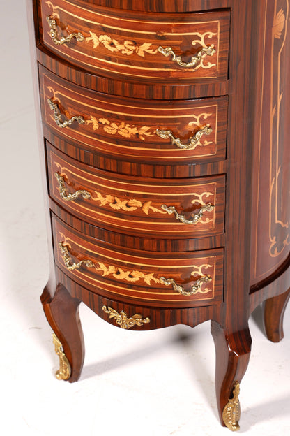 Elegant Baroque style chest of drawers, vertico, drawer chest with inlays, 7 drawers