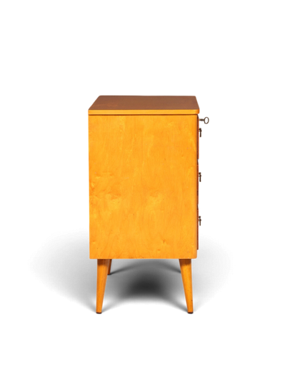 Hauptstadt Möblerei Mid Century Kommode aus massivem Holz im 60er Jahre Vintage Design mit Schubladen und Schlüssel
