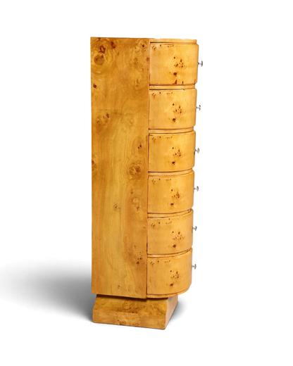 Wunderschönes Art Deco Stil Birke Highboard Kommode Vertiko Schubladenkommode