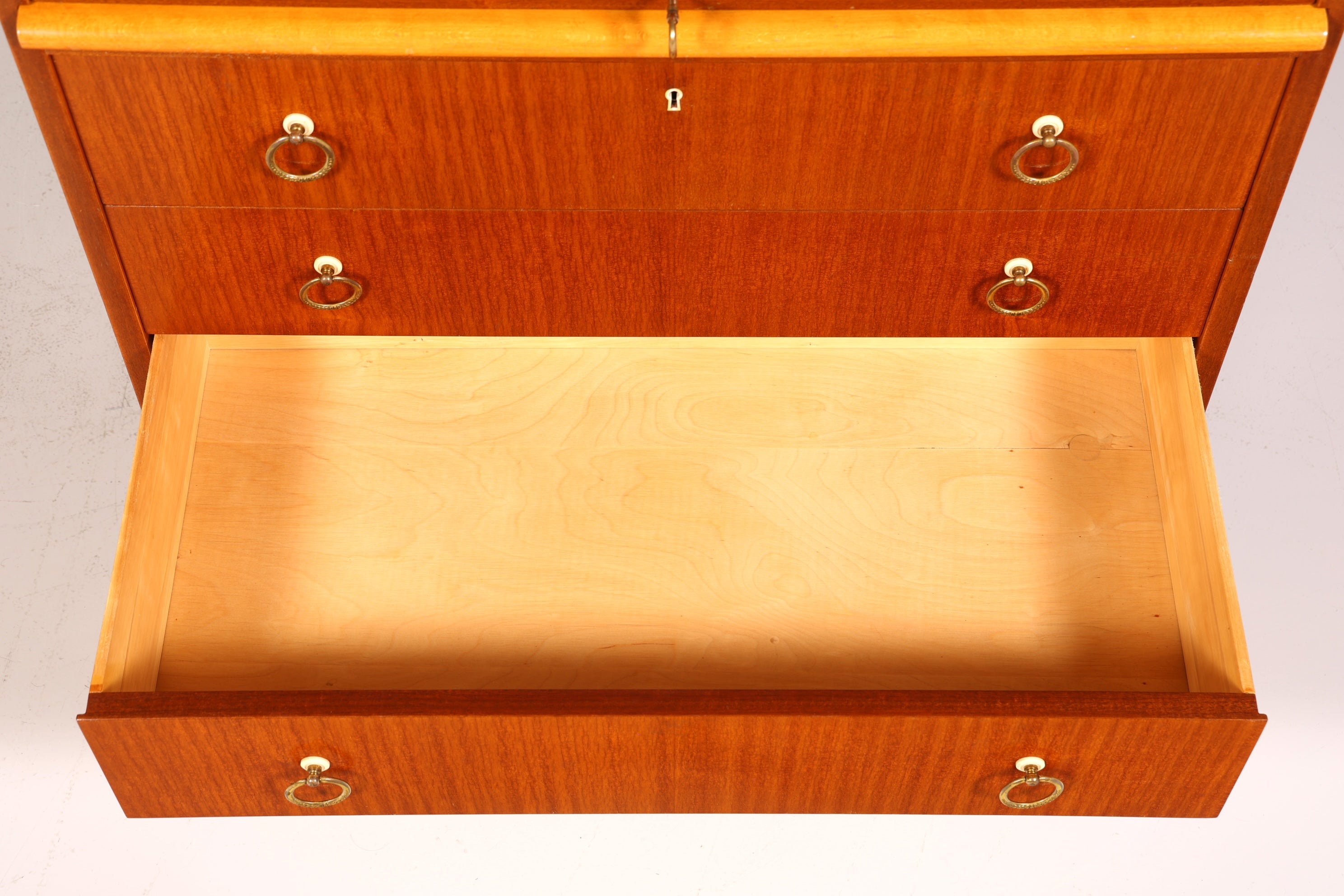 Stilvoller Mid Century Rollladen Sekretär echt Holz Büro Schrank Vintage Schreibkommode