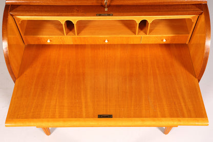 Stilvoller Mid Century Rollladen Sekretär echt Holz Büro Schrank Vintage Schreibkommode