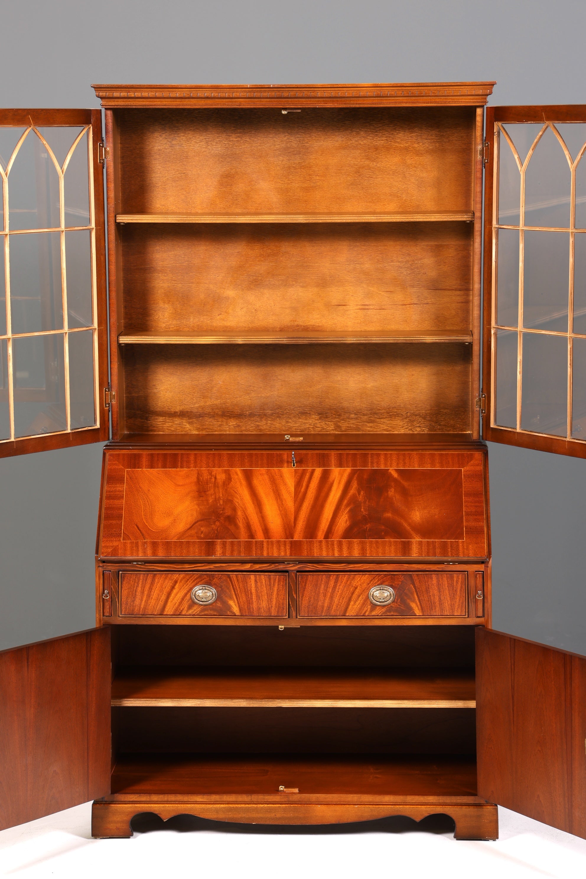 Traumhafter Englischer Sekretär Büro Aufsatzsekretär Antik 60S Vitrinen Schrank UK