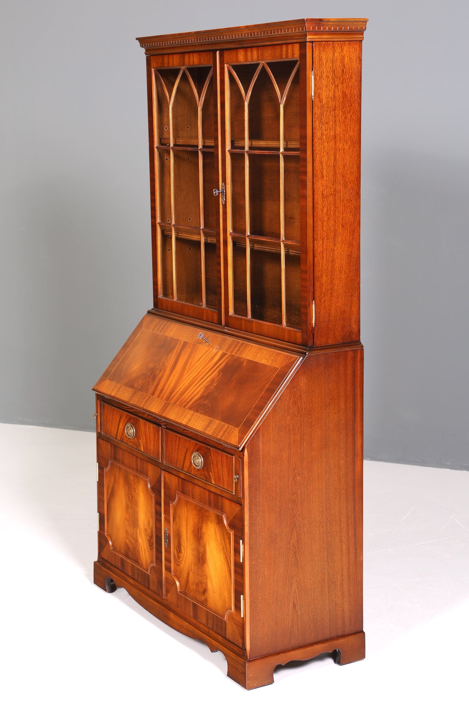 Traumhafter Englischer Sekretär Büro Aufsatzsekretär Antik 60S Vitrinen Schrank UK