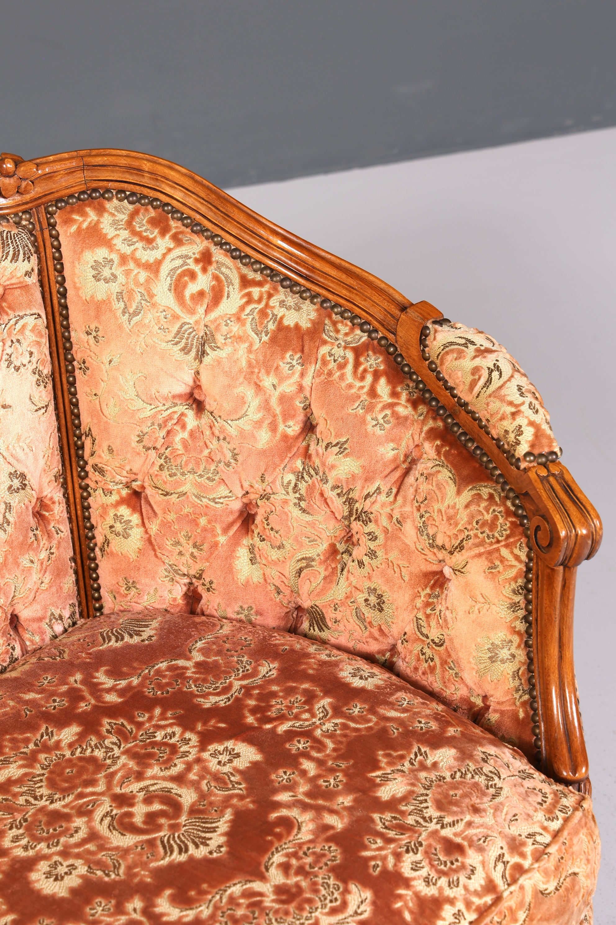 Wunderschönes Chippendale Sofa Barock Stil Couch Samt Stoff Rococo 2 Sitzer Canapé