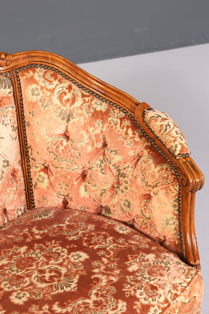 Wunderschönes Chippendale Sofa Barock Stil Couch Samt Stoff Rococo 2 Sitzer Canapé