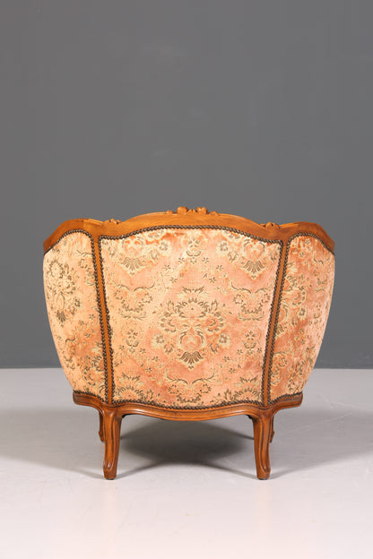 Wunderschöner Chippendale Armlehnsessel Barock Stil Sessel Armchair Samt Stoff Rococo Stil Sessel 1 von 2