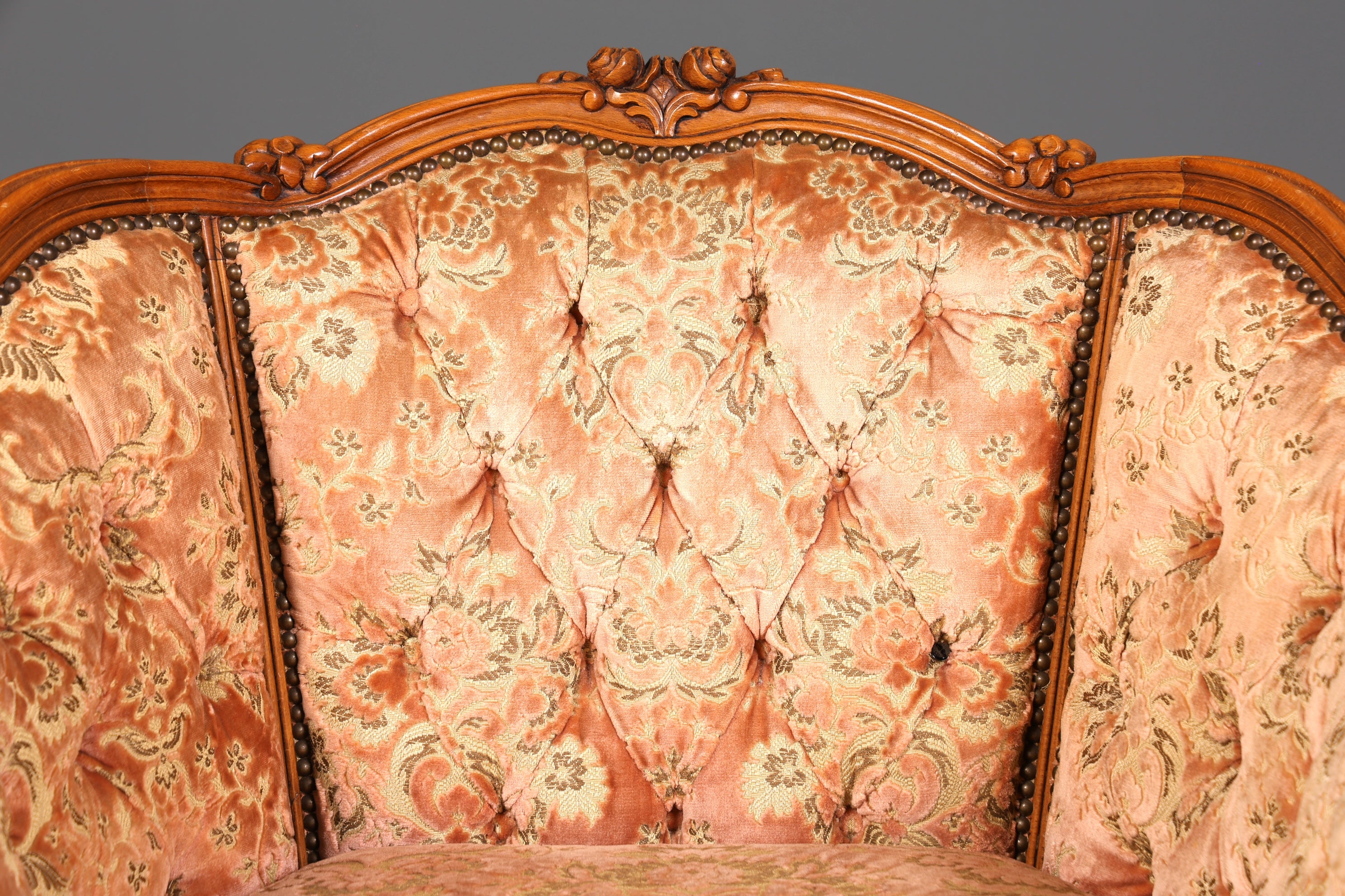 Wunderschöner Chippendale Armlehnsessel Barock Stil Sessel Armchair Samt Stoff Rococo Stil Sessel 1 von 2