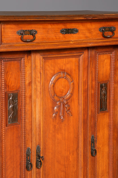 Wunderschöner Jugendstil Vertiko Schrank Antik Kabinettschrank Kommode um 1900 Massivholz
