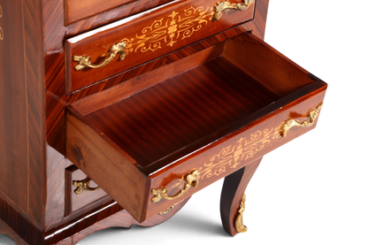 Wunderschönes Barock Stil Louis XV Highboard Marmor Vertiko Intarsien Kommode