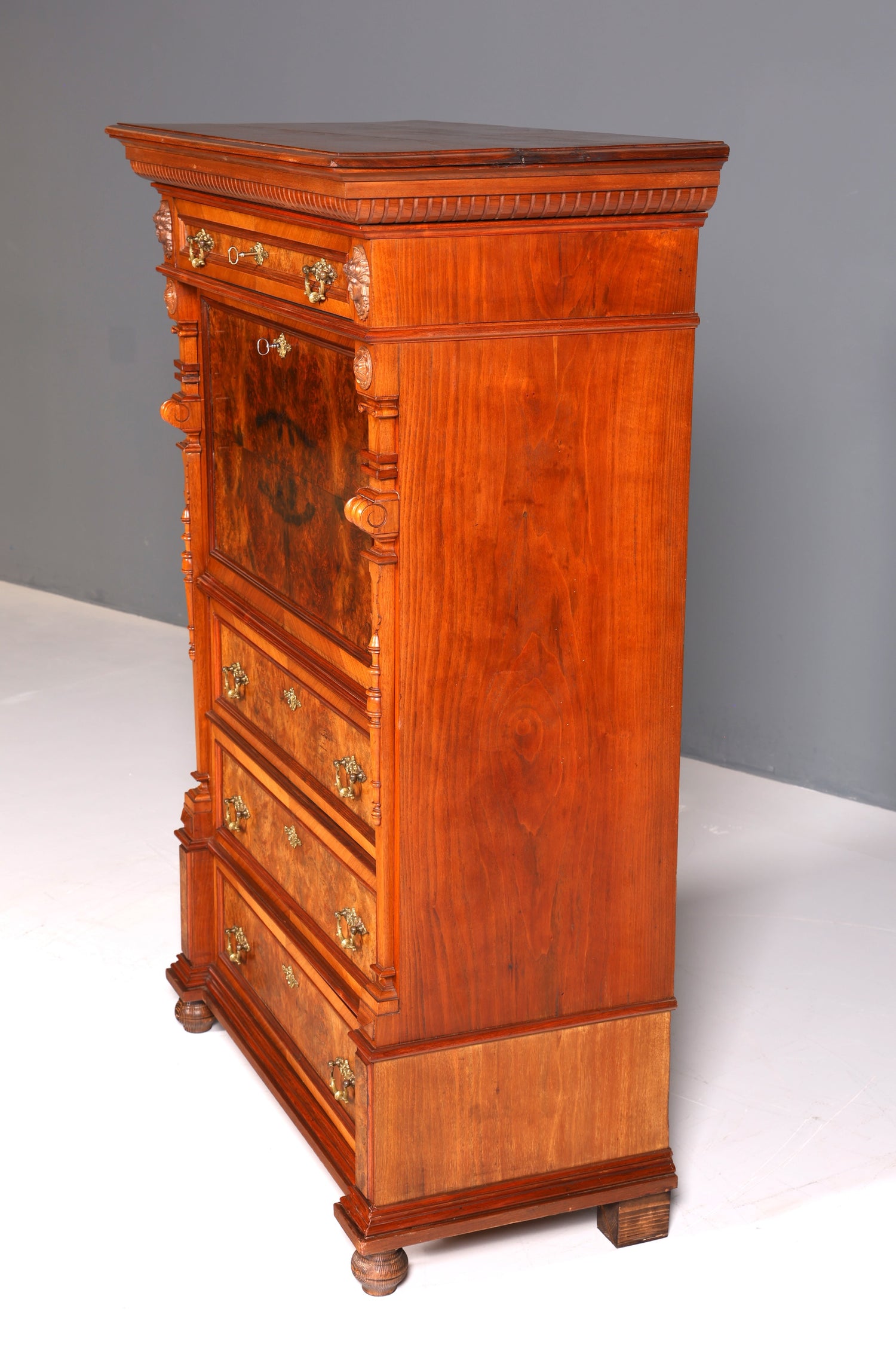 Beeindruckender Gründerzeit Sekretär Vertiko Highboard Louis Philippe Kommode um 1880