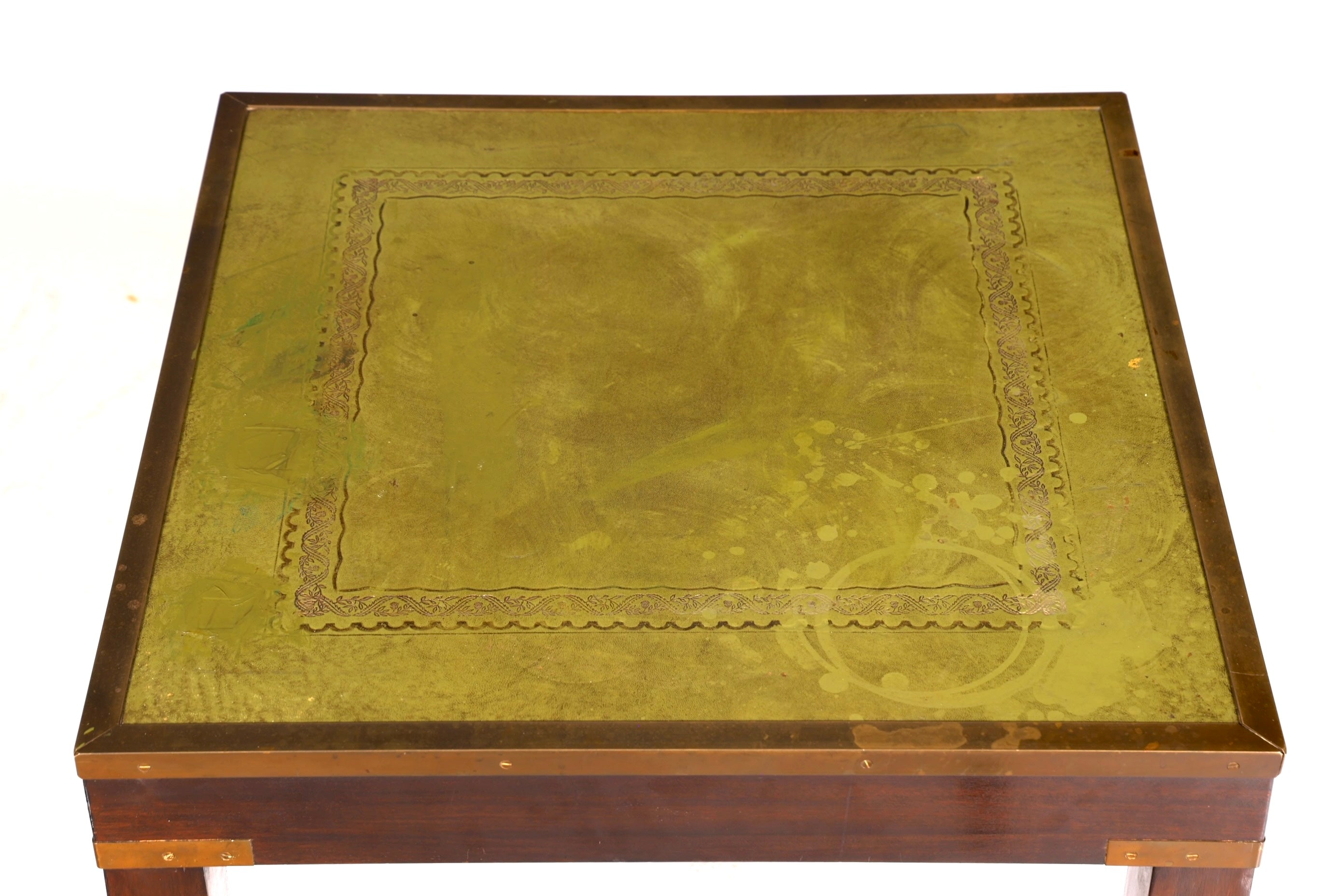 Traumhafter Englischer Tisch Couchtisch Englisch Maritim Antik Stil Mahagoni Ablagetisch echt Lederauflage Beistelltisch