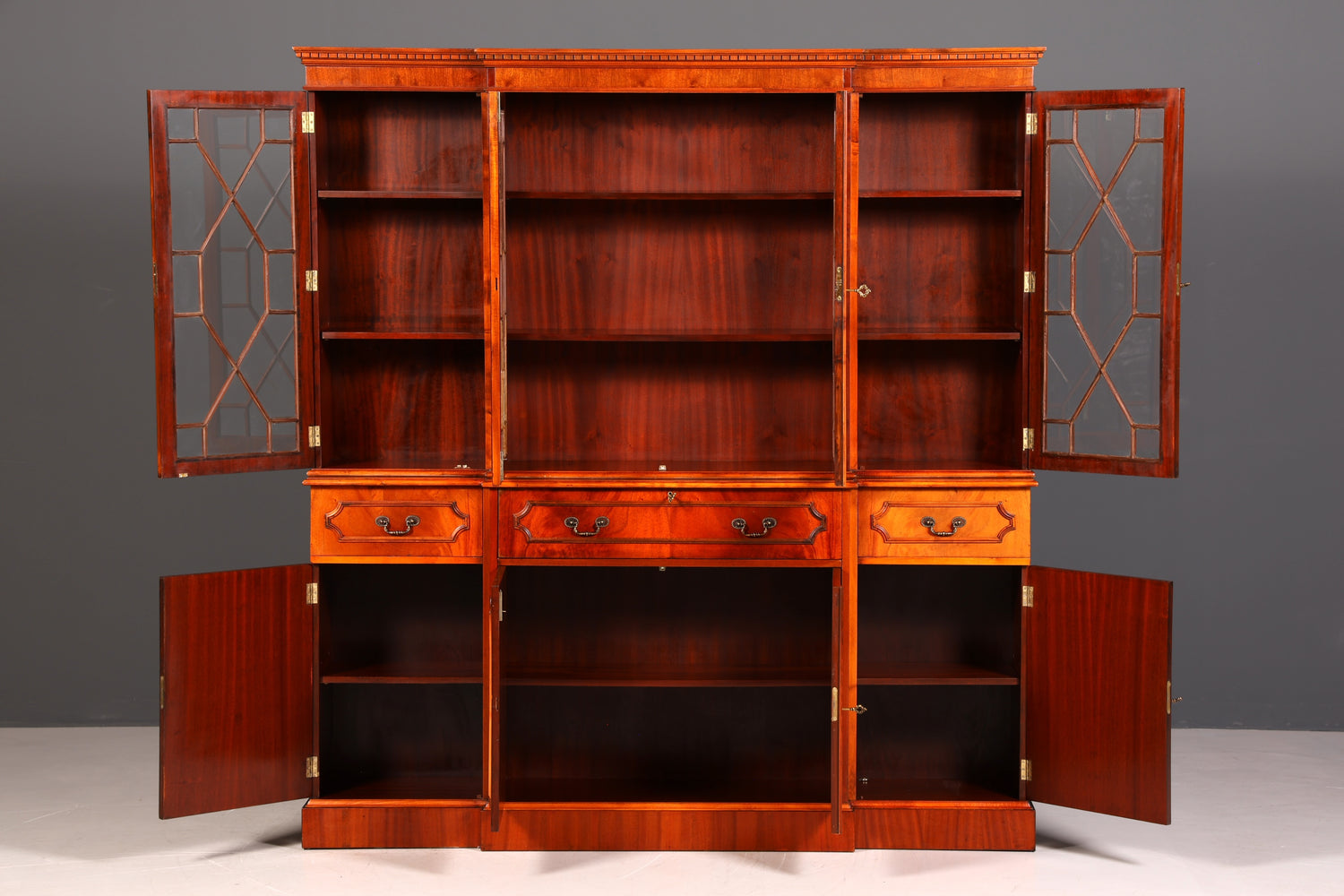 G389 Finish Wunderschöne Englische Vitrine Bibliothek Sekretär echt Holz Antik Schrank Regal (Kopie)