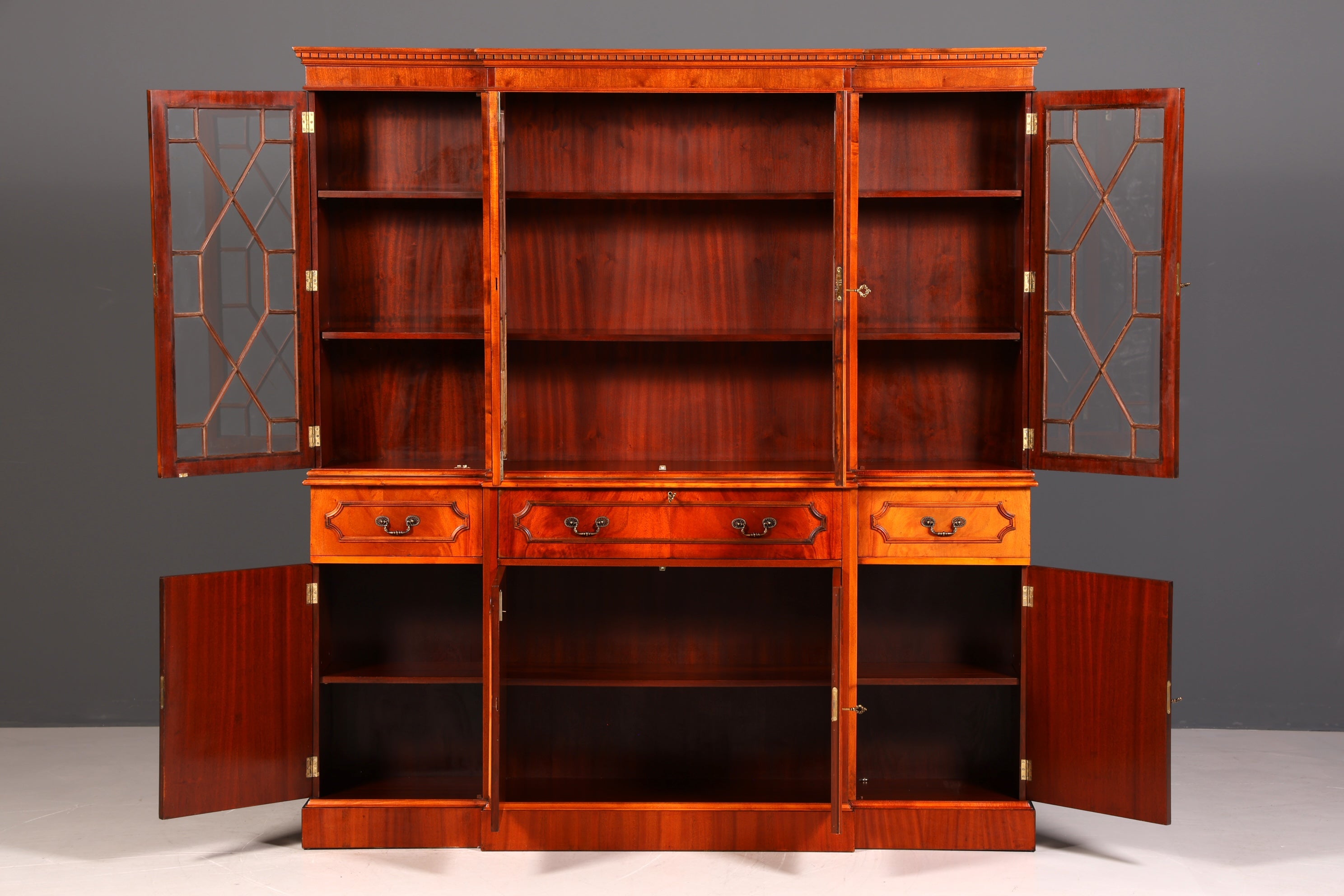 G389 Finish Wunderschöne Englische Vitrine Bibliothek Sekretär echt Holz Antik Schrank Regal (Kopie)