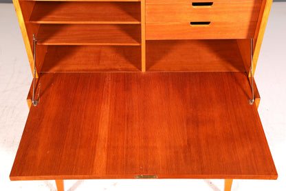 Schlichter Mid Century Sekretär Teak Vintage Schreibmöbel Kommode Office Secretary Retro 60er Schreibsekretär Skandinavisch