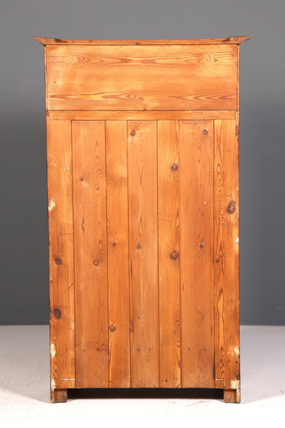 Traumhafte Jugendstil Vitrine Eiche Antik Bücherschrank Geschirrschrank Massiv Holz Glasvitrine Vitrinenschrank Vintage