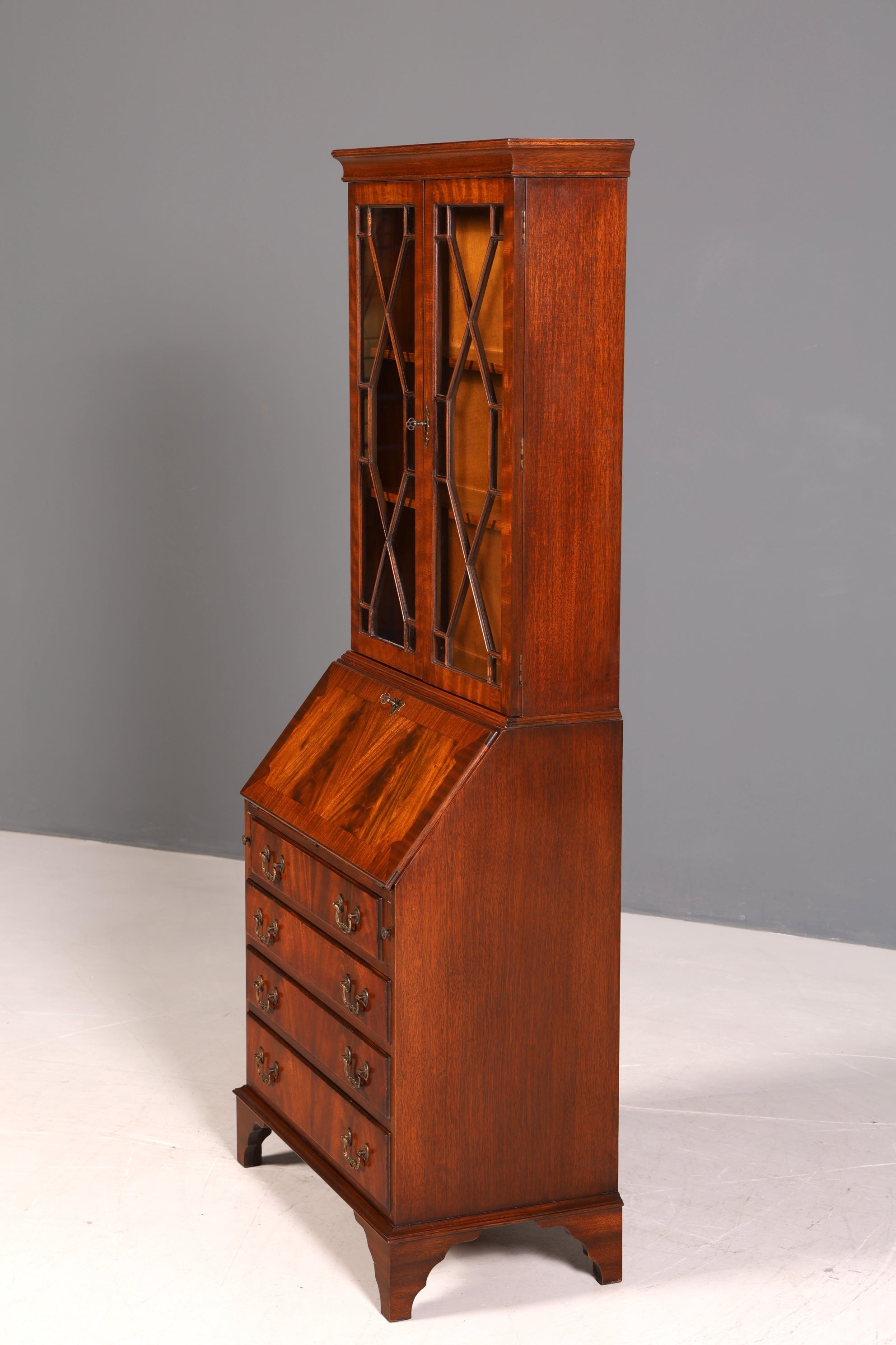 G394 Finish cm Wunderschöner Englischer Sekretär Büro Aufsatzsekretär Antik 60S Vitrinen Schrank UK (Kopie)