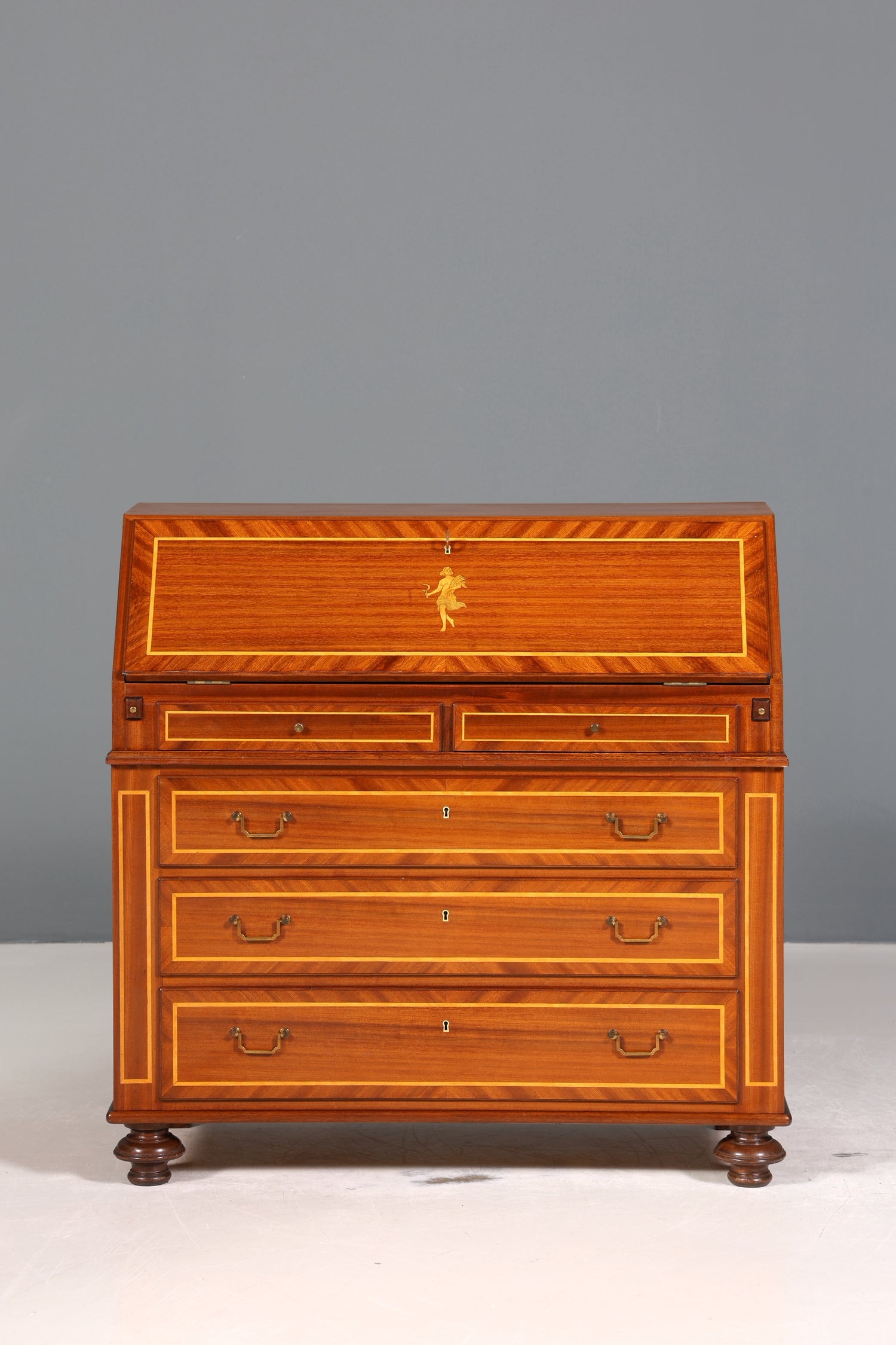 Wunderschöner Englischer Sekretär Schreibkommode echt Holz Schreibtisch Intarsien Kommode