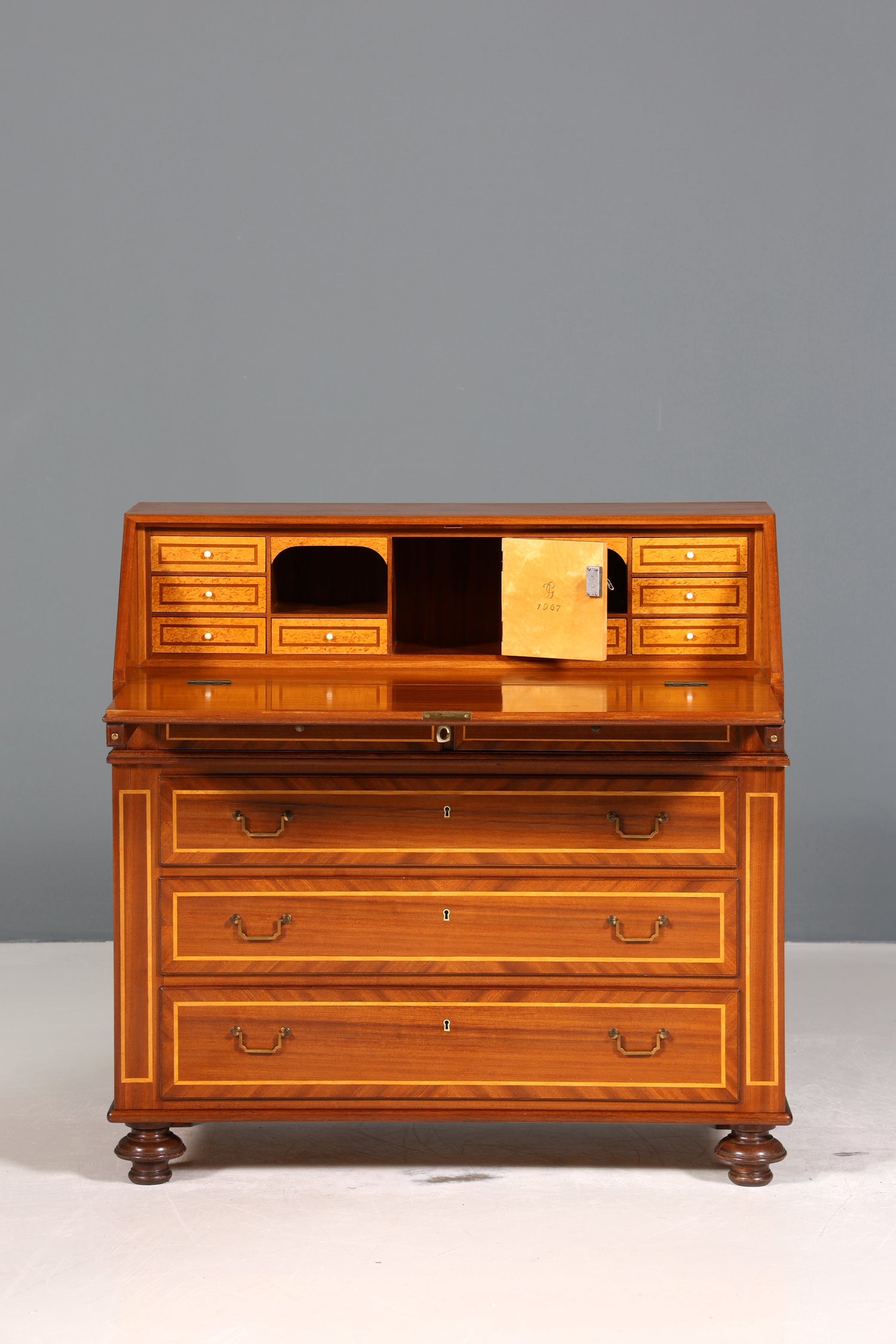 Wunderschöner Englischer Sekretär Schreibkommode echt Holz Schreibtisch Intarsien Kommode