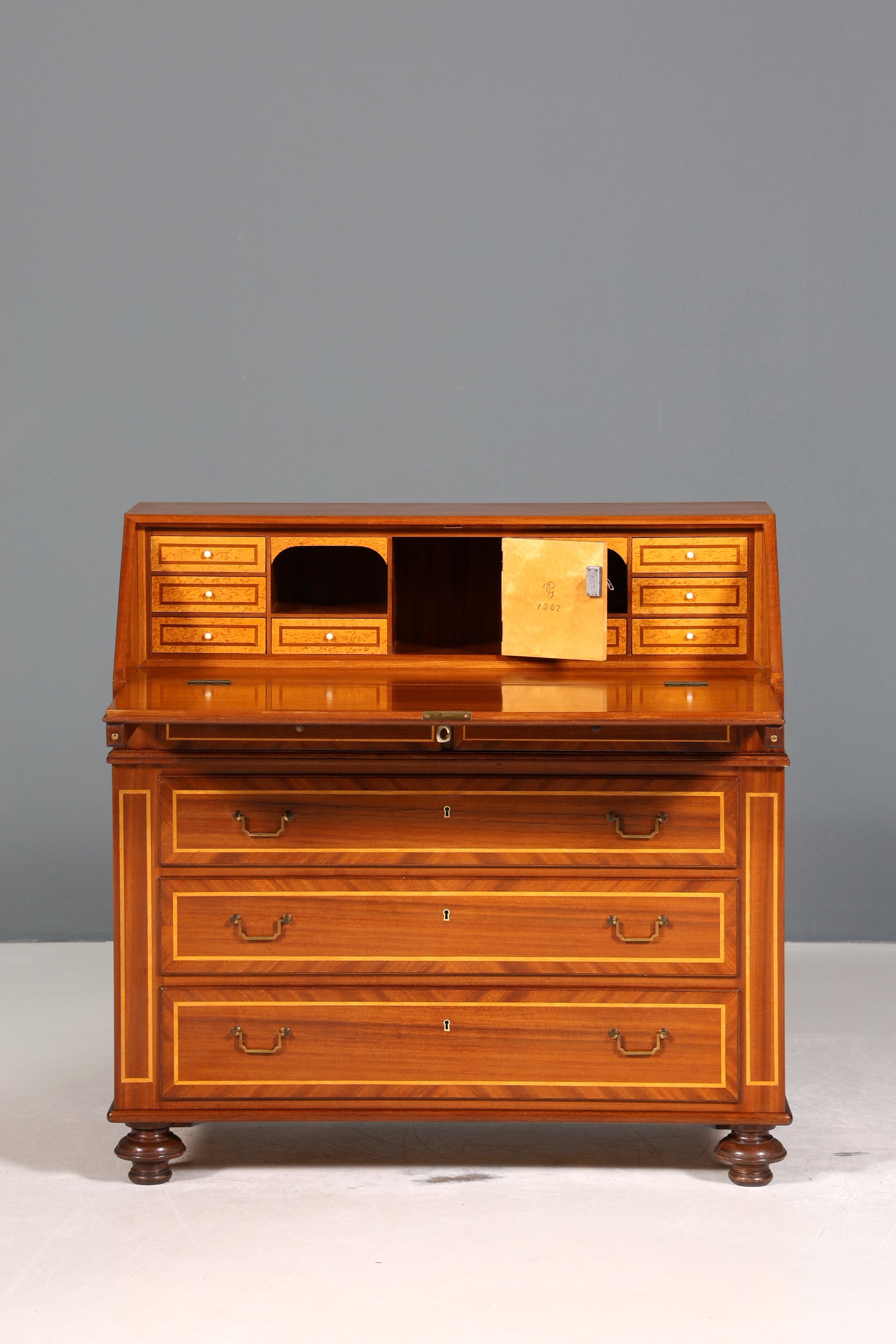 Wunderschöner Englischer Sekretär Schreibkommode echt Holz Schreibtisch Intarsien Kommode