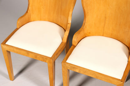 4x Stilvolle Art Deco Design Stühle Biedermeier Stil Stuhlset Birke Esszimmer Stühle Stuhl Set