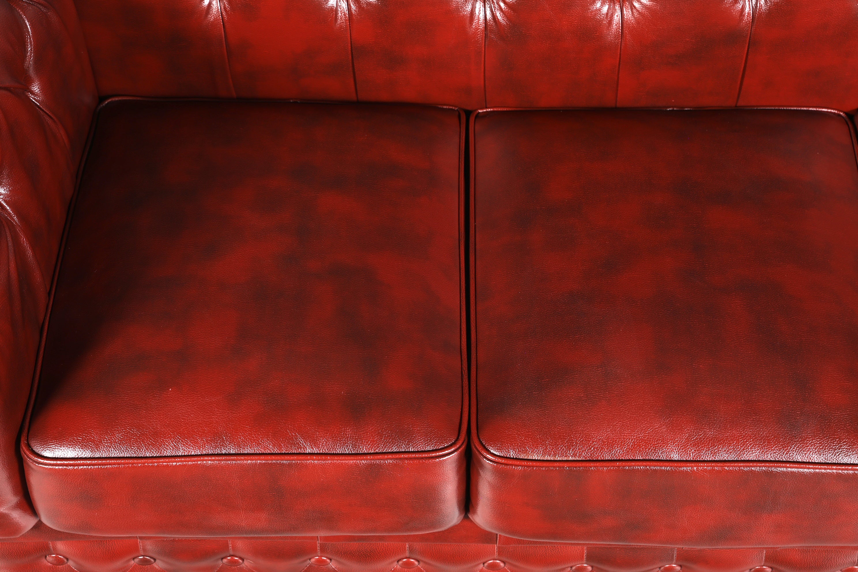 Wunderschönes Original Chesterfield Sofa 3- Sitzer echt Leder Oxblood Couch Englisch