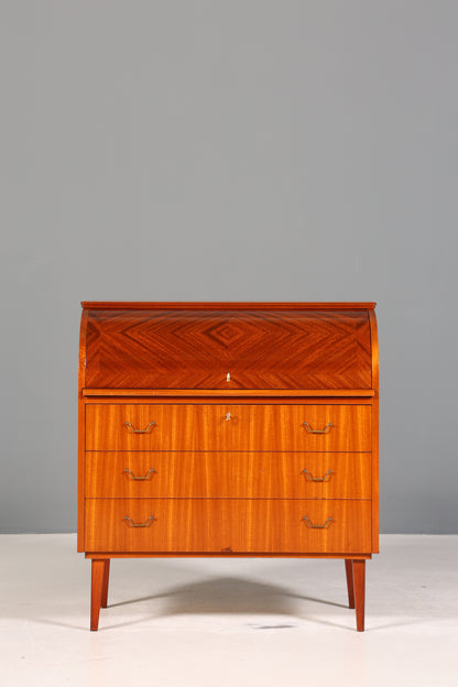 Stilvoller Mid Century Rollladen Sekretär echt Holz Büro Schrank Vintage Schreibkommode