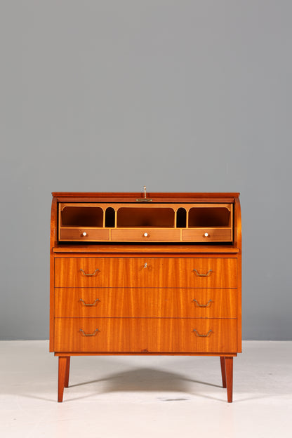 Stilvoller Mid Century Rollladen Sekretär echt Holz Büro Schrank Vintage Schreibkommode