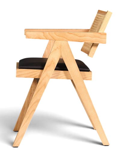 Sehr edler Korbgeflecht Stuhl "Vienna Wood +" Armlehnsessel Bauhaus Relax Lounge Chair Stuhl Esszimmer Stuhl Küchenstuhl