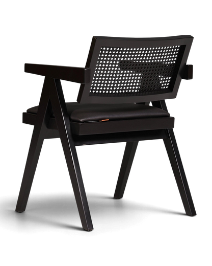 Sehr edler Korbgeflecht Stuhl "Vienna Black +" Armlehnsessel Bauhaus Relax Lounge Chair Stuhl Esszimmer Stuhl Küchenstuhl