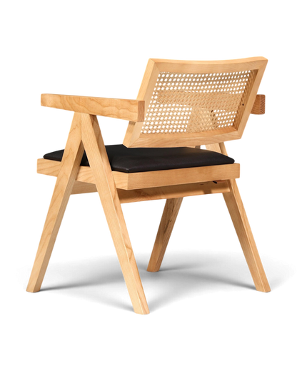 Sehr edler Korbgeflecht Stuhl "Vienna Wood +" Armlehnsessel Bauhaus Relax Lounge Chair Stuhl Esszimmer Stuhl Küchenstuhl