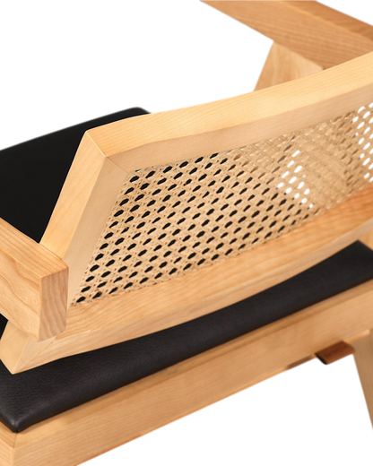 Sehr edler Korbgeflecht Stuhl "Vienna Wood +" Armlehnsessel Bauhaus Relax Lounge Chair Stuhl Esszimmer Stuhl Küchenstuhl