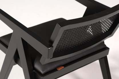 Sehr edler Korbgeflecht Stuhl &quot;Vienna Black +&quot; Armlehnsessel Bauhaus Relax Lounge Chair Stuhl Esszimmer Stuhl Küchenstuhl