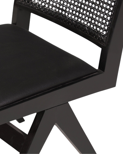 Sehr edler Korbgeflecht Stuhl "Vienna Black" schwarzer Bauhaus Relax Lounge Chair Küchenstuhl Sekretär Stuhl