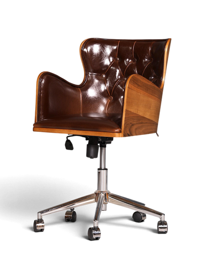 Chesterfield Büro Armlehnstuhl "Leon-Office" Nussbaum braun