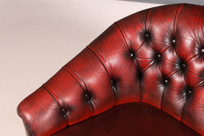 G421 Finish Wunderschönes Original Chesterfield Sofa 3- Sitzer echt Leder Oxblood Couch Englisch (Kopie)