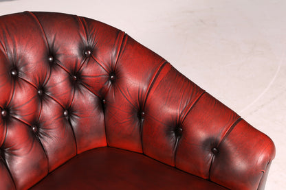 G421 Finish Wunderschönes Original Chesterfield Sofa 3- Sitzer echt Leder Oxblood Couch Englisch (Kopie)